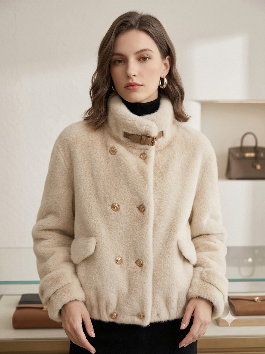 Kurzjacke mit Halbrollkragen