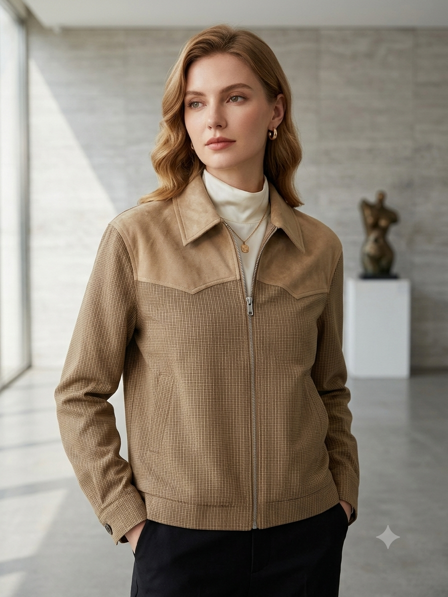 Kurze Jacke mit Hemdkragen