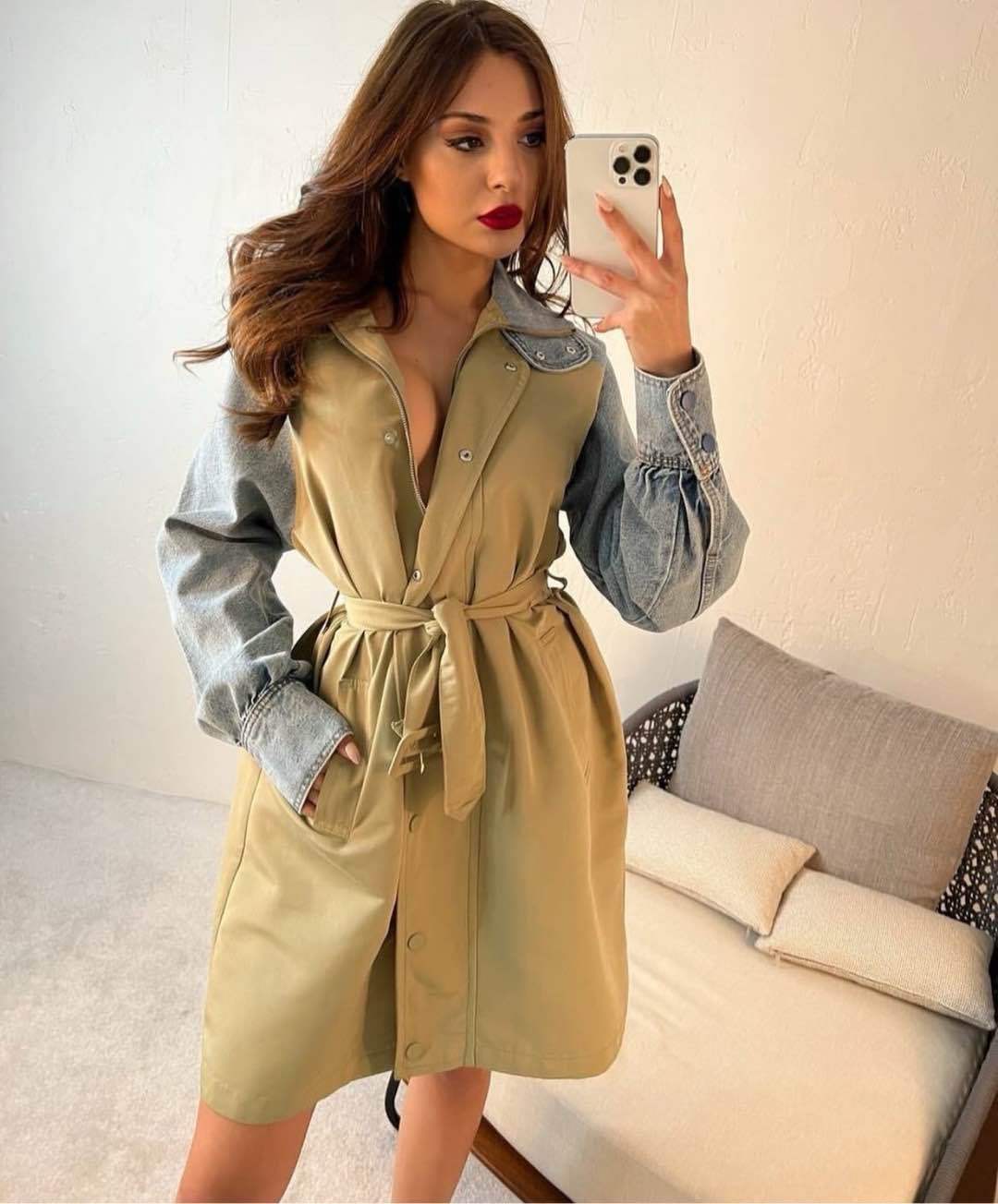 Manteljacke Regular mit Gürtel