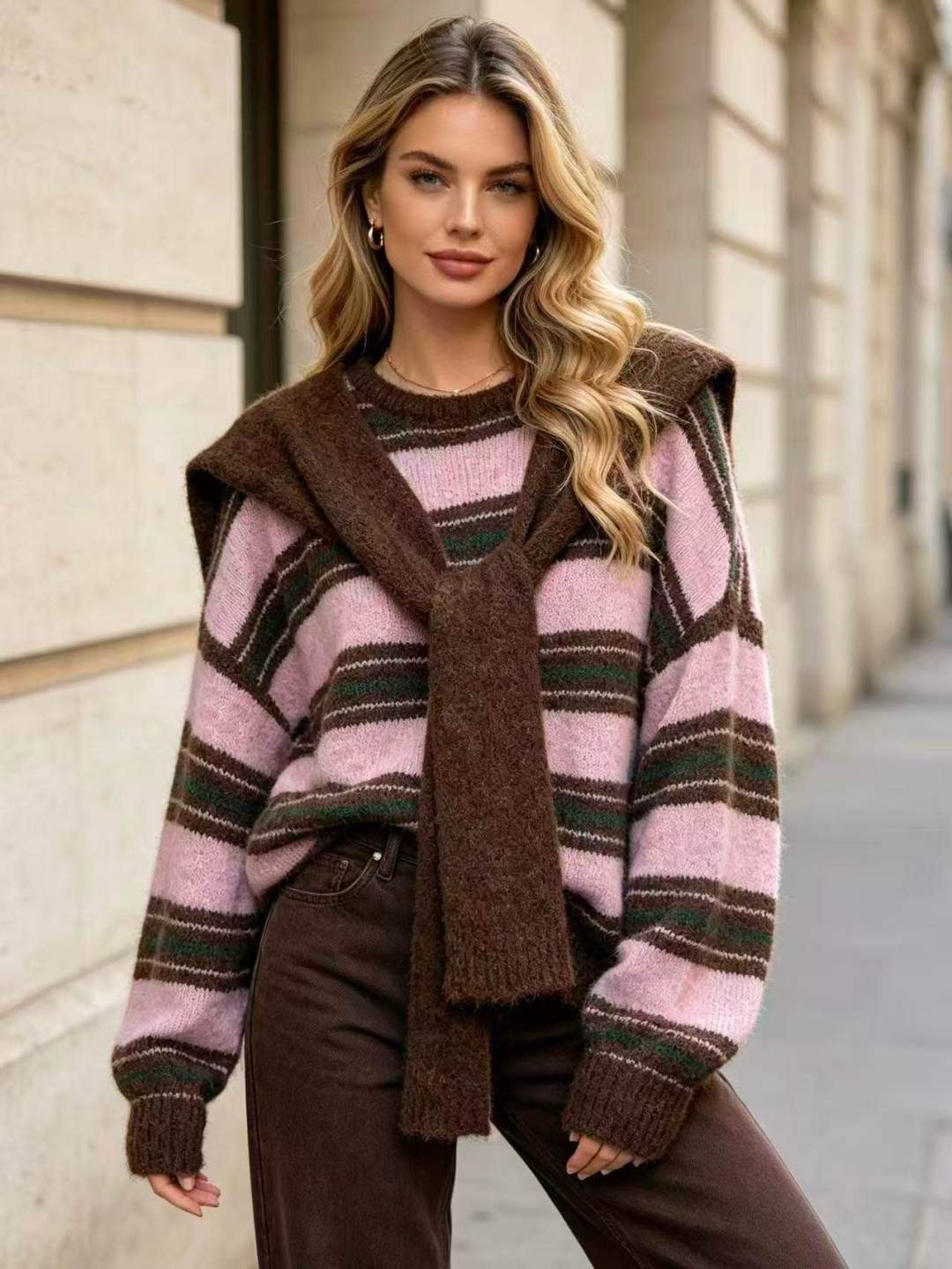 Oversize-Pullover mit Streifen