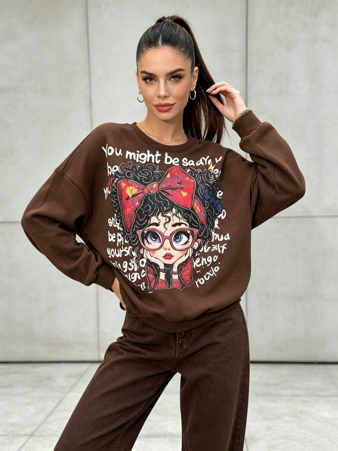 Oversize-Sweatshirt mit Schriftzug