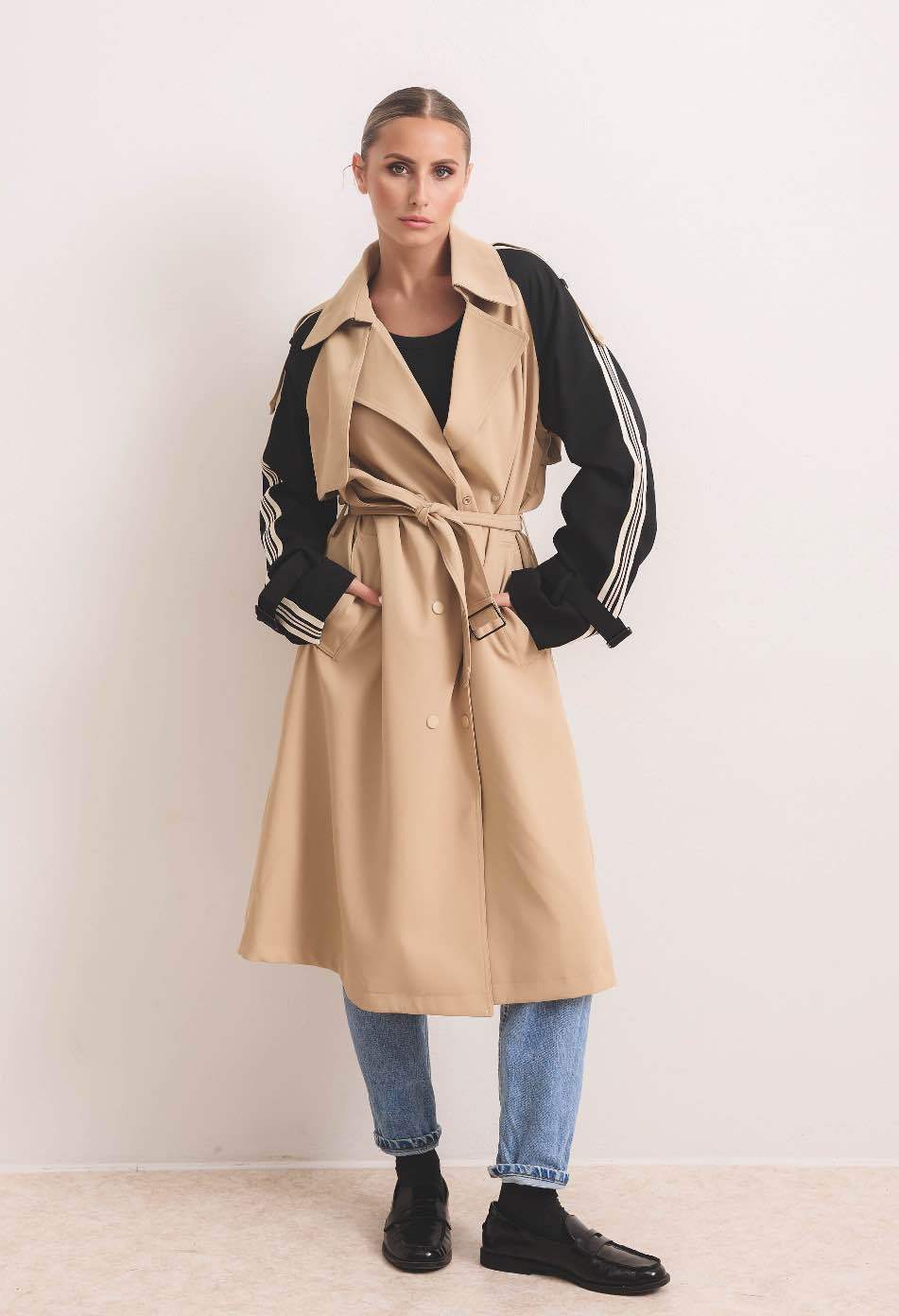 Midi-Trenchcoat mit Gürtel