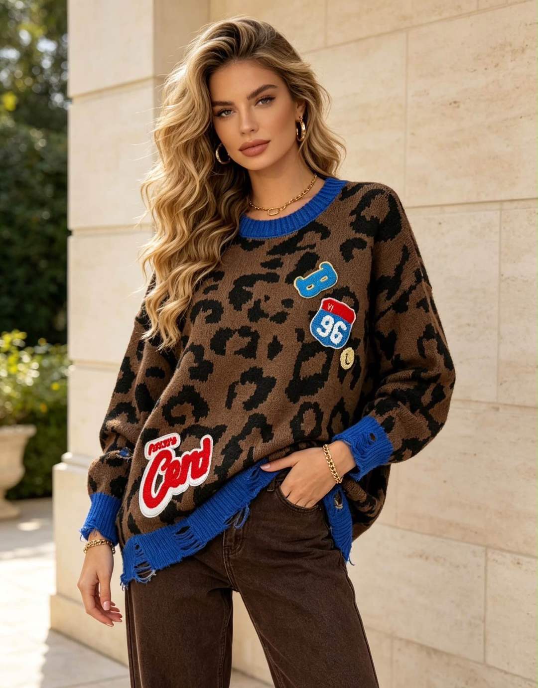 Oversize-Pullover mit Animal-Print