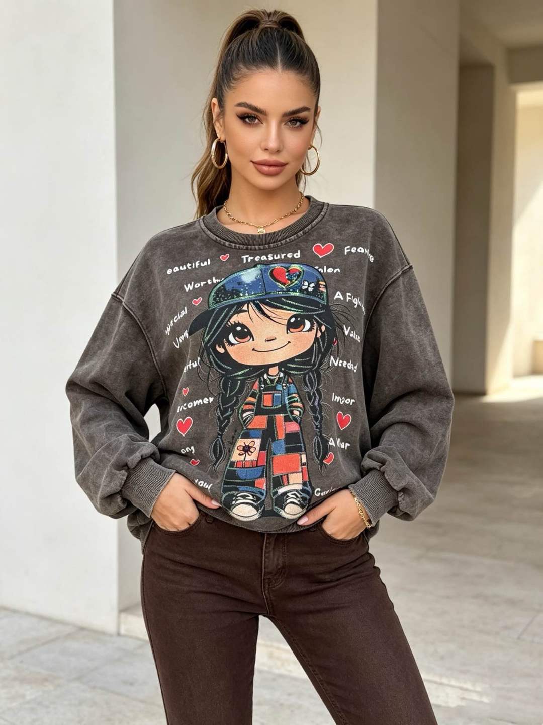Oversize-Sweatshirt mit Print