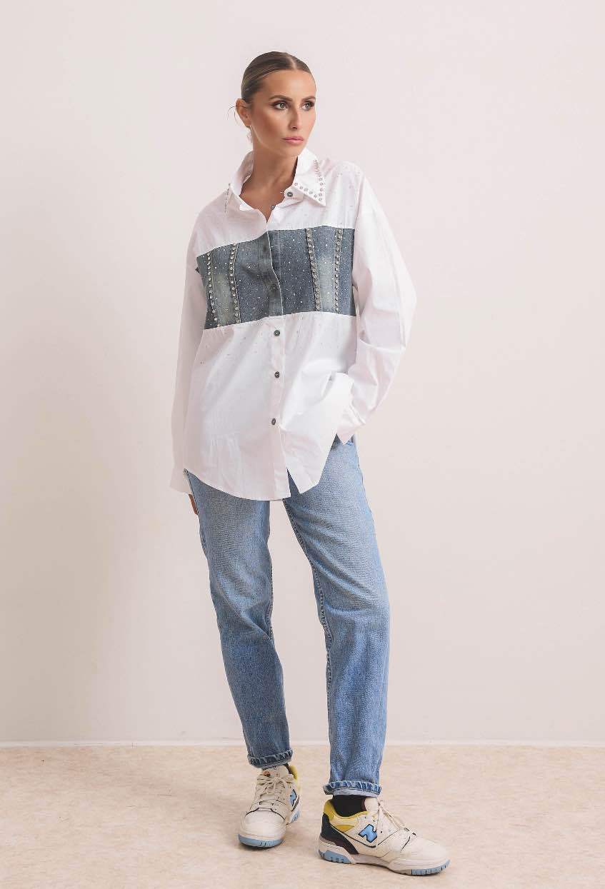 Oversize-Hemd mit Nieten