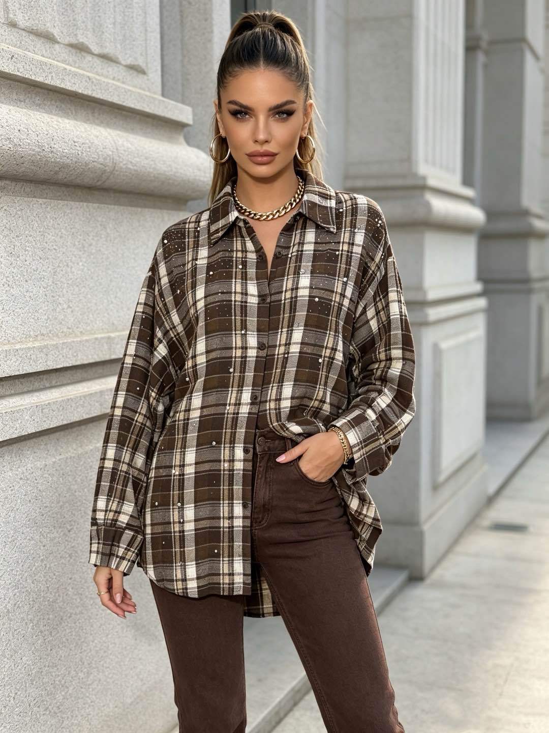 Oversized karierte Bluse