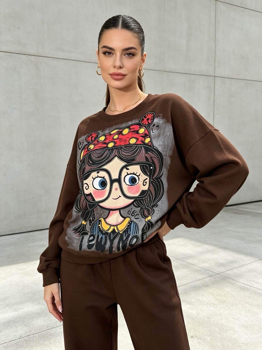 Lockerer Sweatshirt mit Print