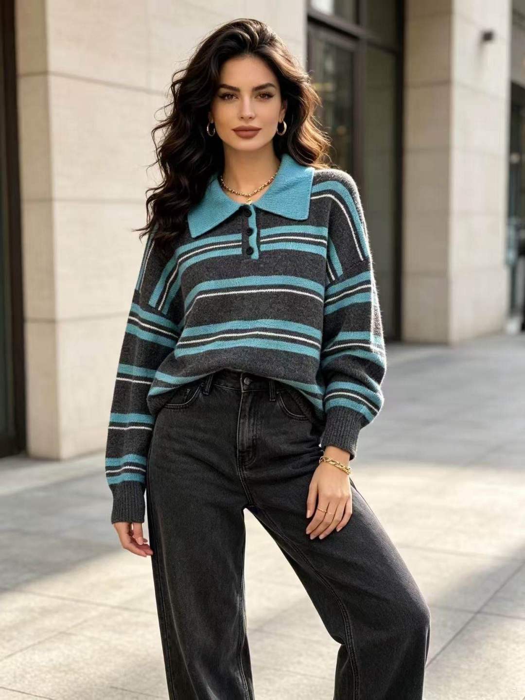 Pullover mit Polo-Kragen