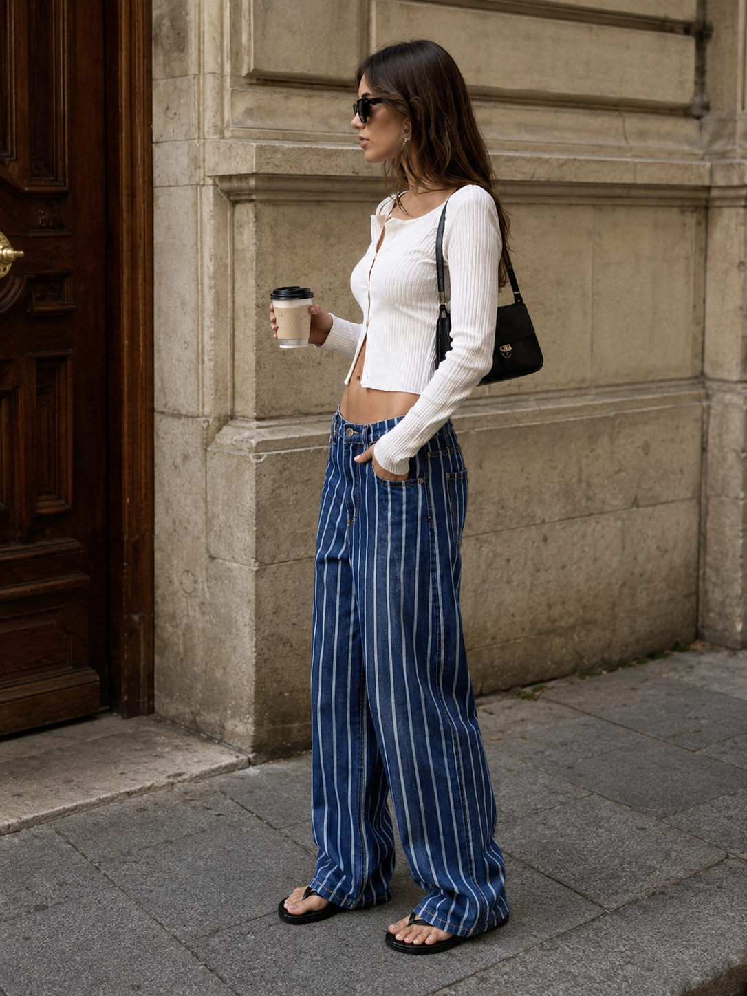Weite Hosen mit Streifen