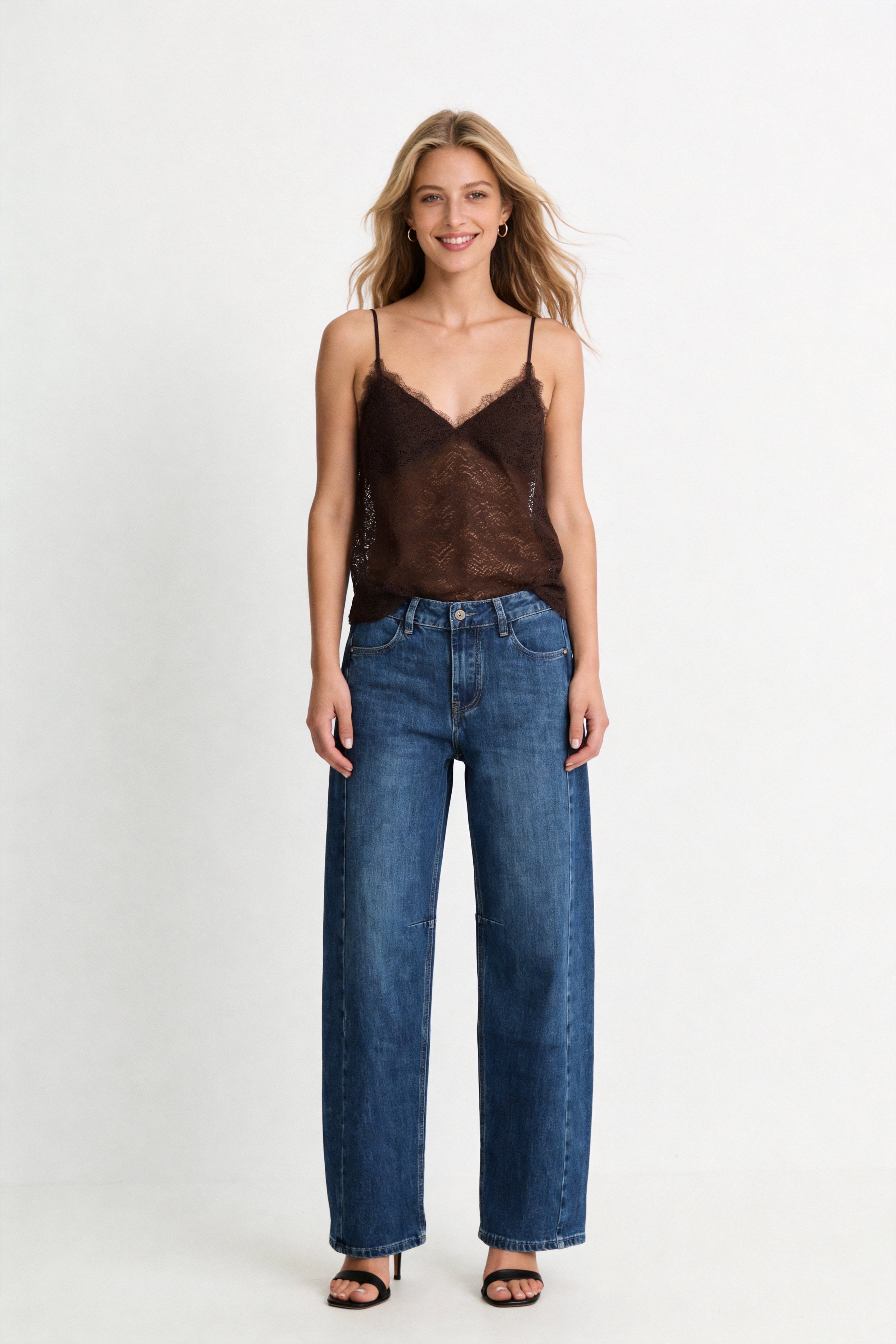 Weite High-Waist-Jeans