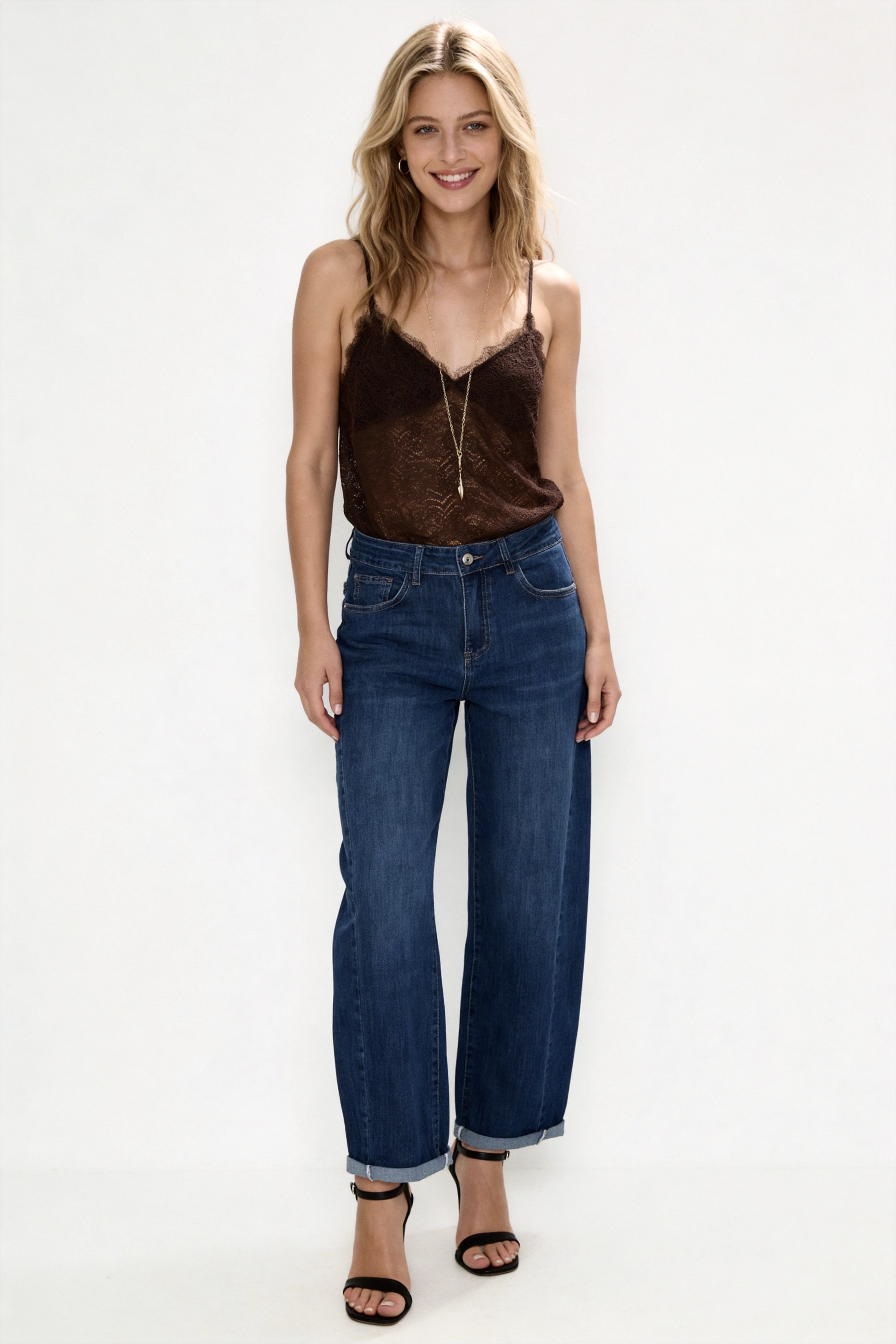 Jeans mit hohem Bund und weitem Bein