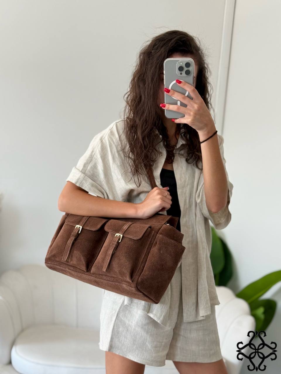 Torebka Shopper Zamszowa