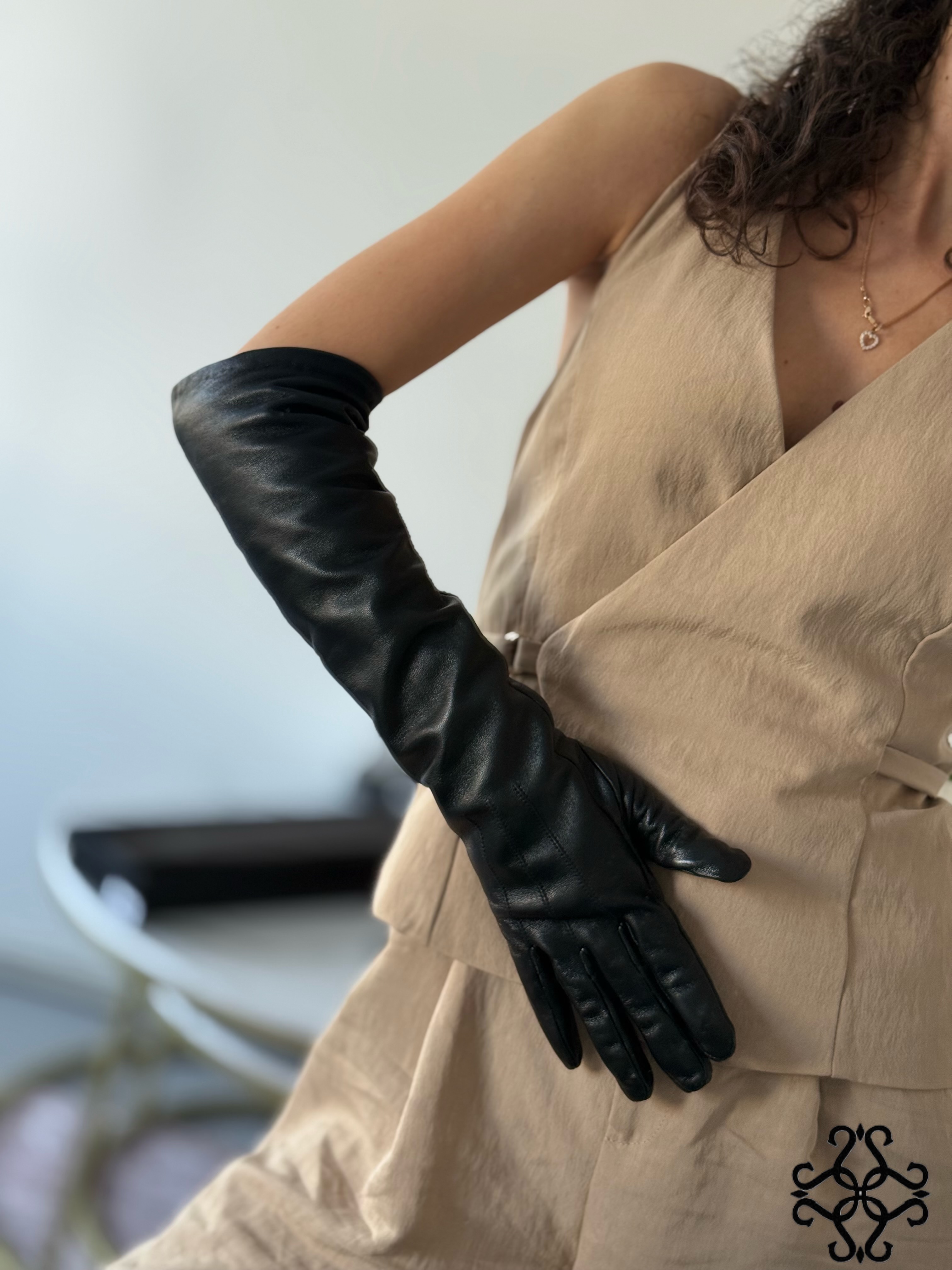 Accessoire: Lange Lederhandschuhe