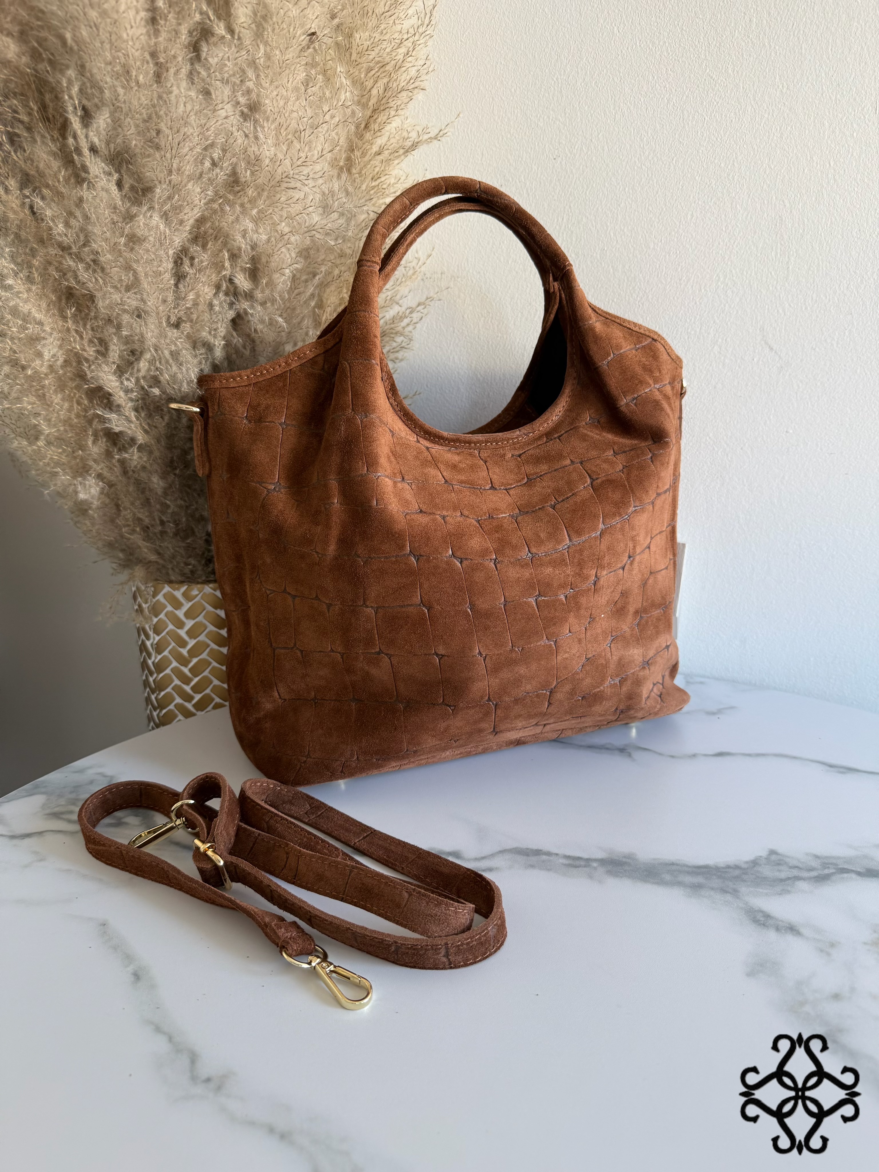 Geprägte Wildleder-Shopper
