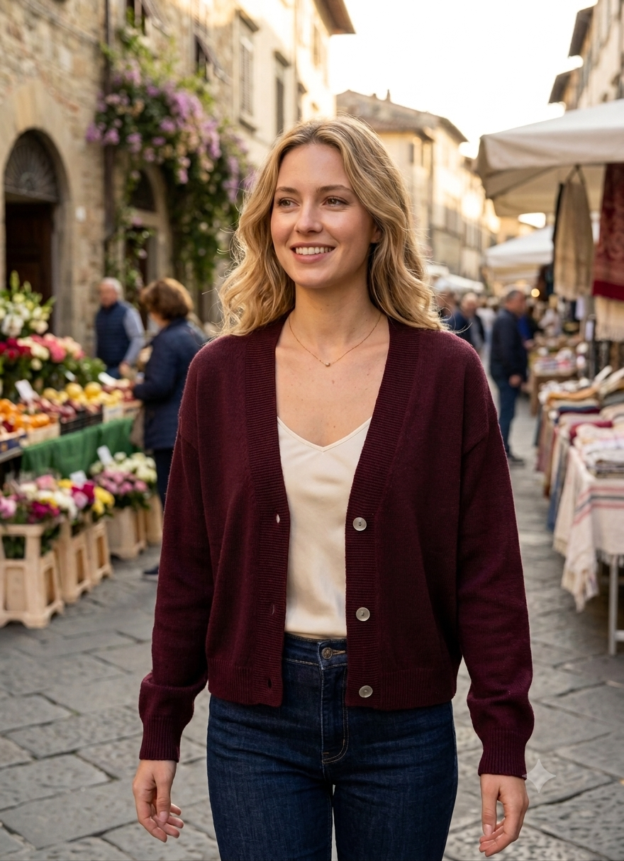 Gerader Cardigan mit V‑Ausschnitt