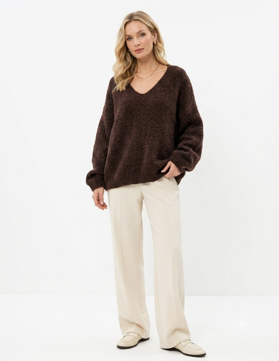 Oversized Pullover mit V‑Ausschnitt