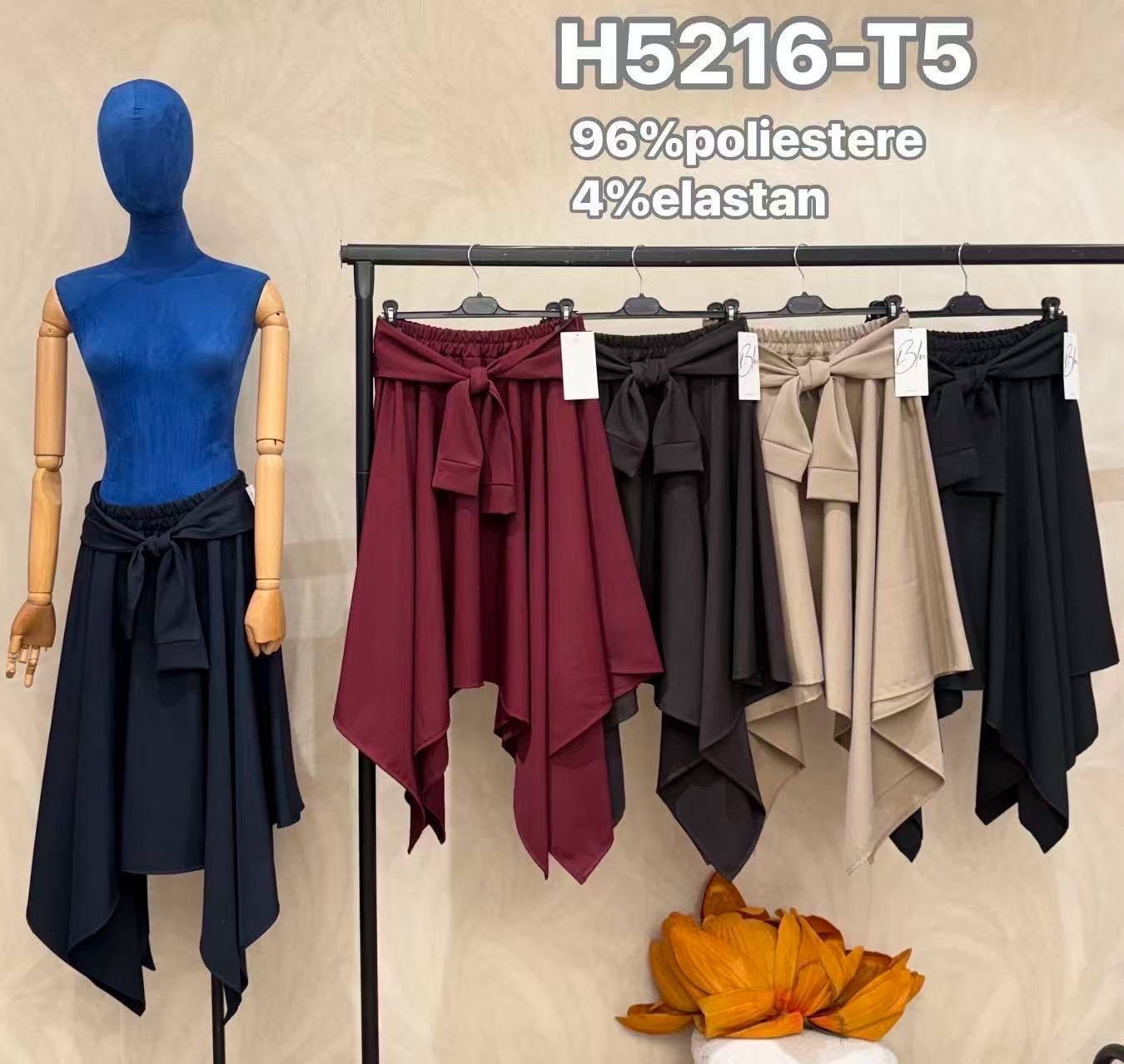 Asymmetrischer Midi-Rock mit Schleifendetail