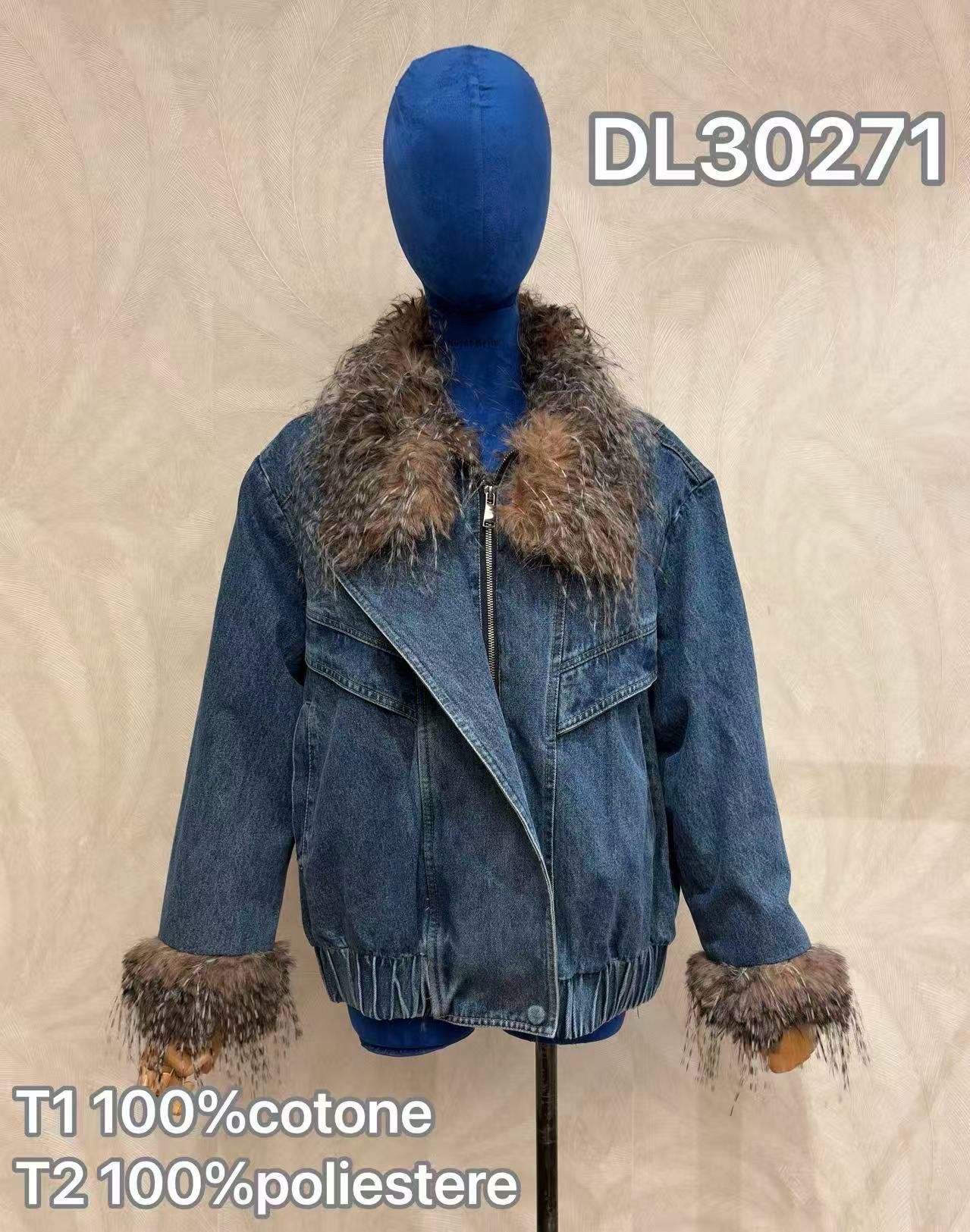 Jeansjacke mit Kunstpelzkragen