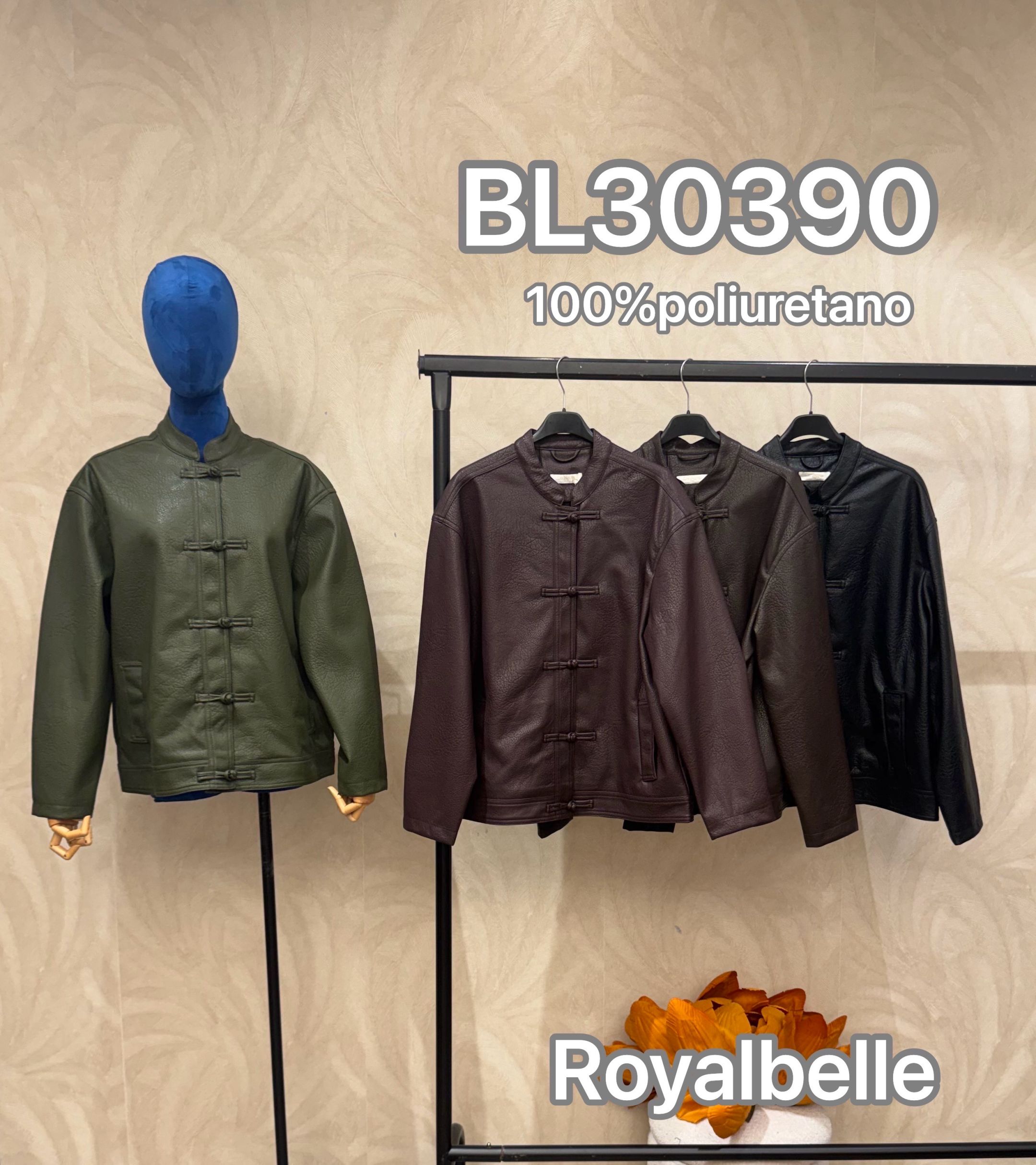 Kunstlederjacke mit Stehkragen