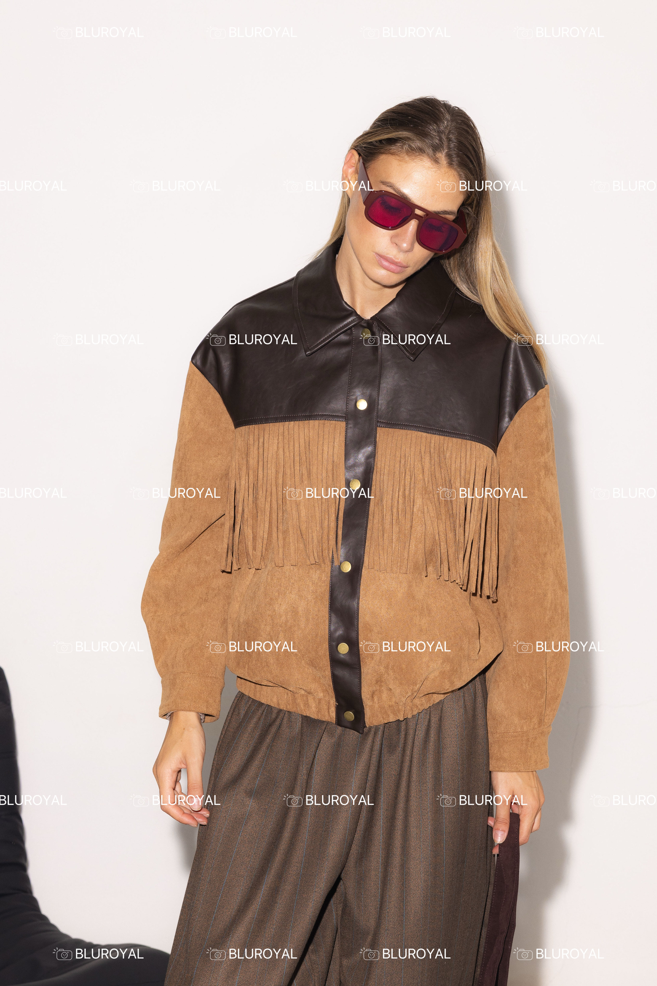 Jacke mit geradem Schnitt und Fransen