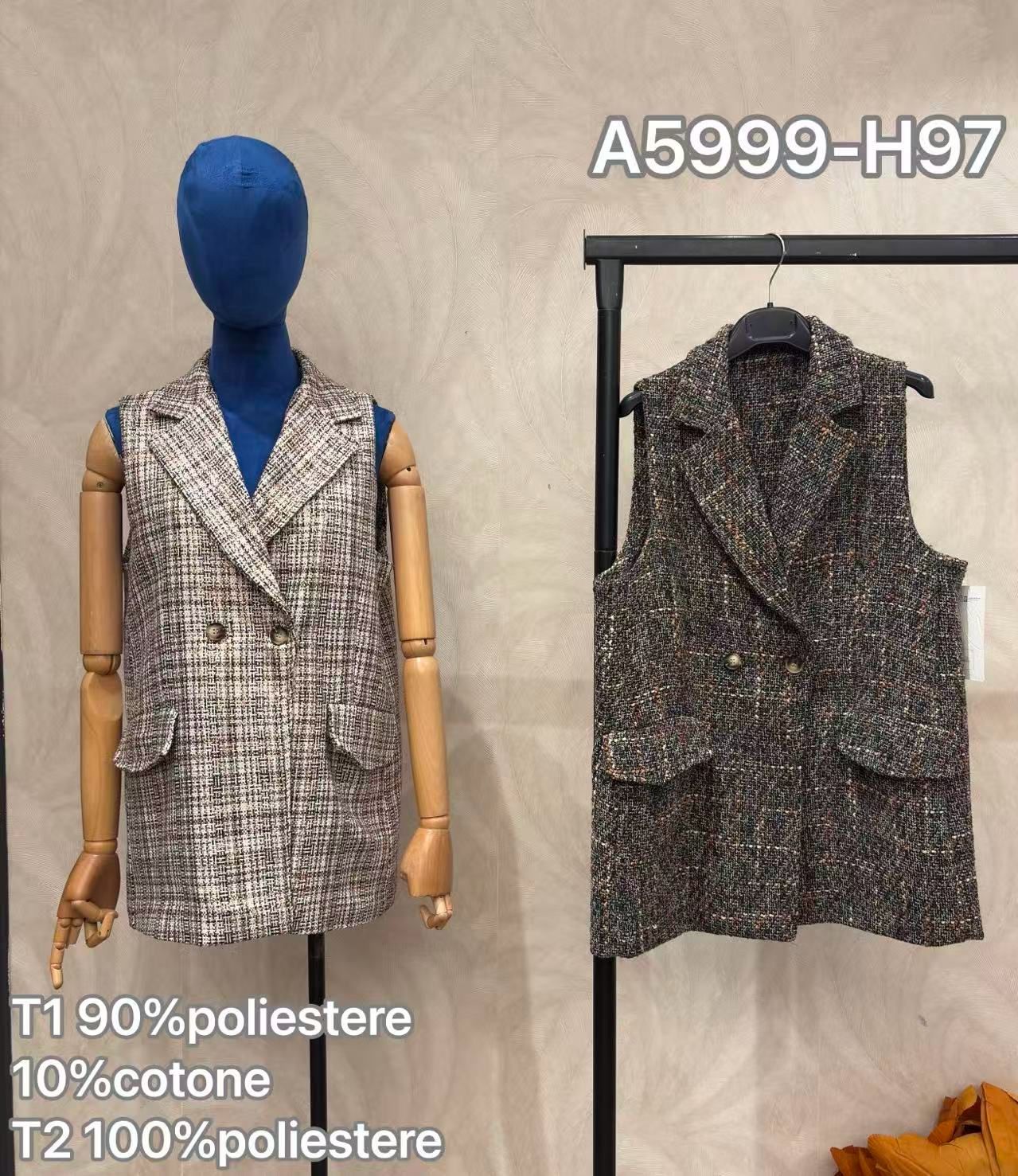 Verlängerte Tweed-Weste