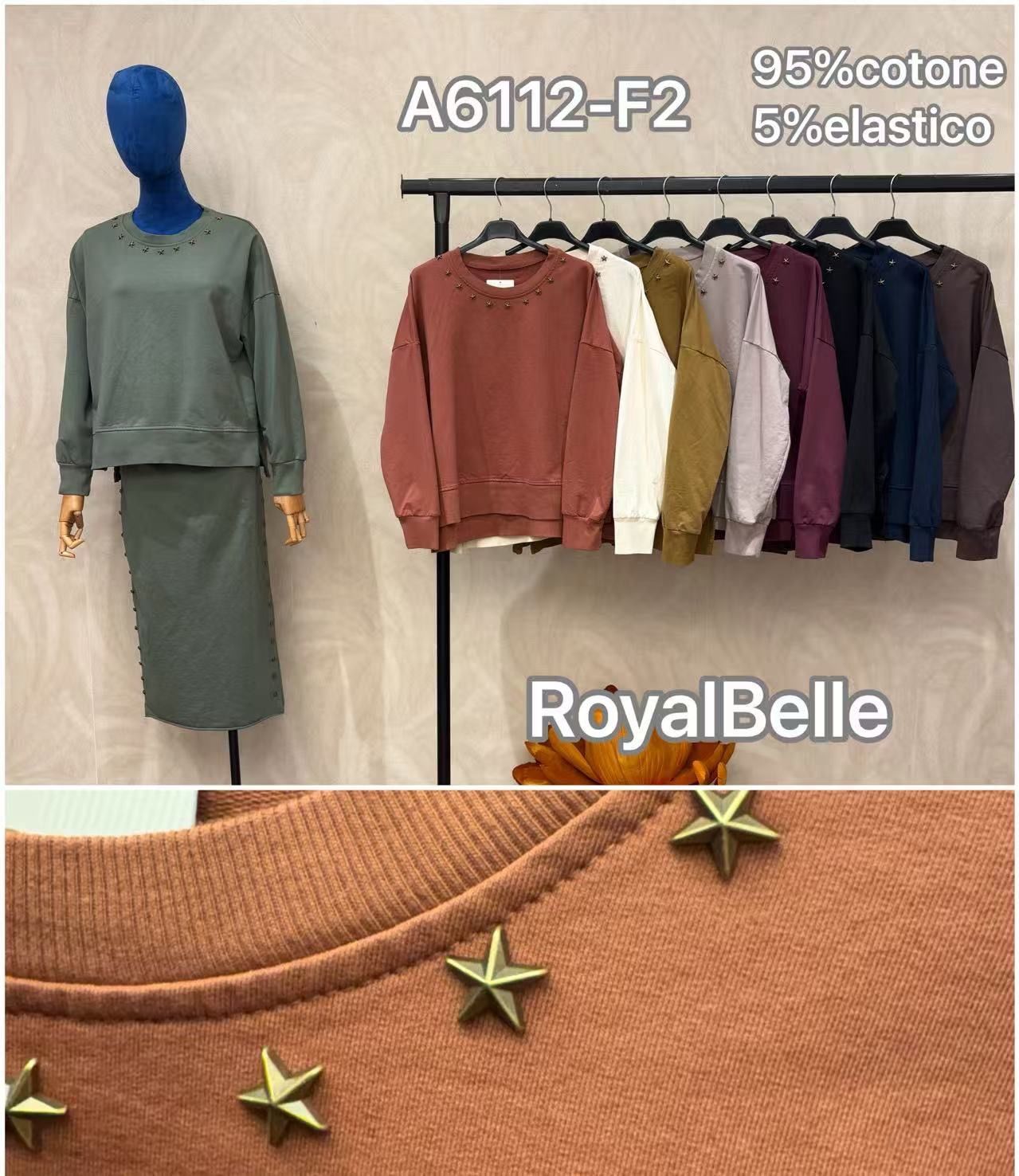 Regular-Sweatshirt mit Zier‑Nieten