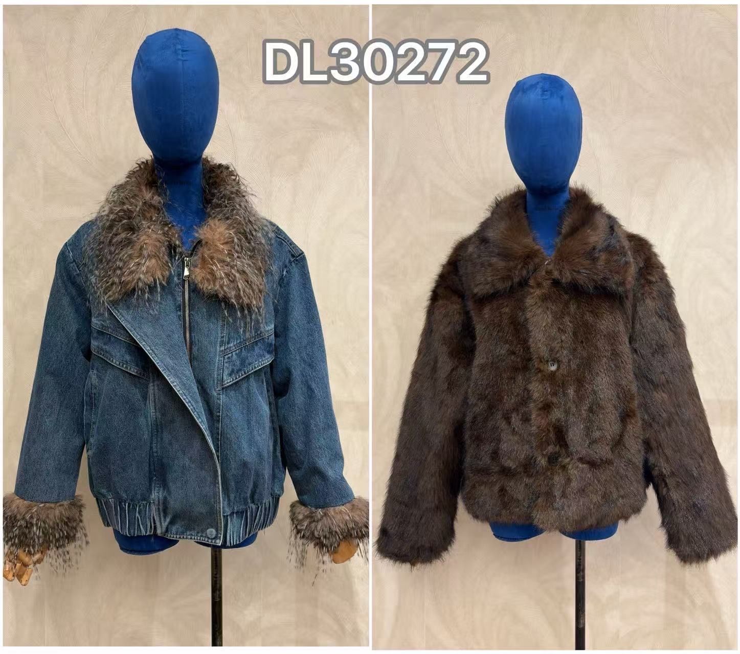 Jeansjacke mit Kunstfellkragen