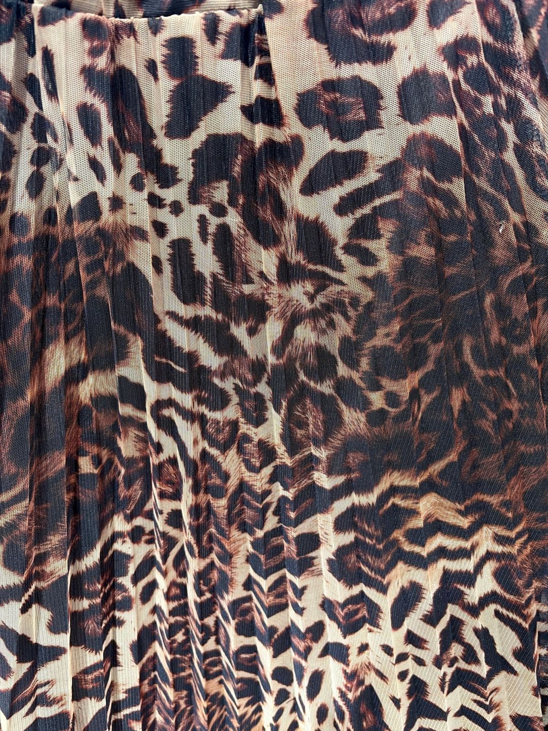 Plissierter Midi-Rock mit Animal-Print