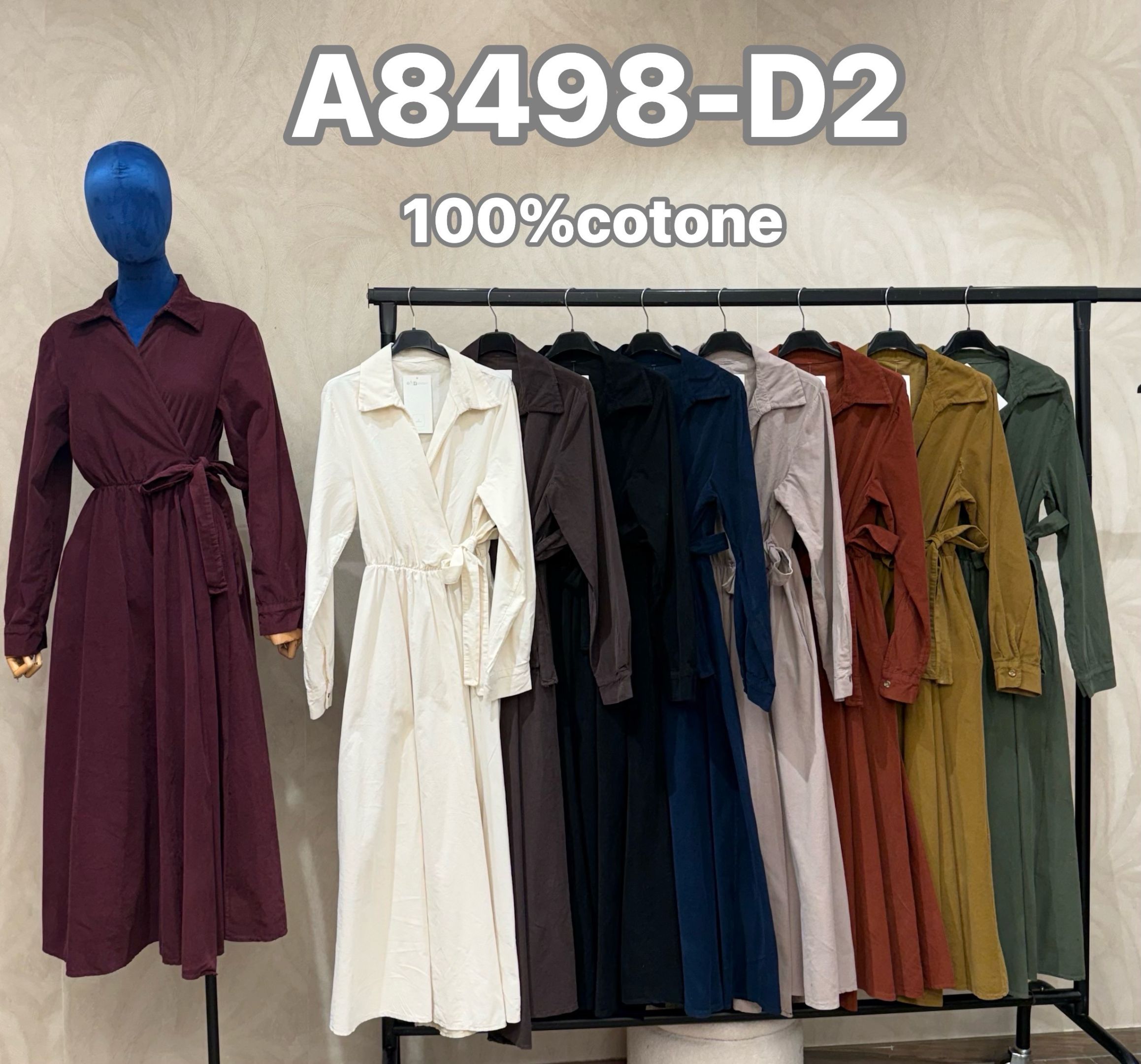 Midi Hemdblusenkleid mit Wickelverschluss und Gürtel