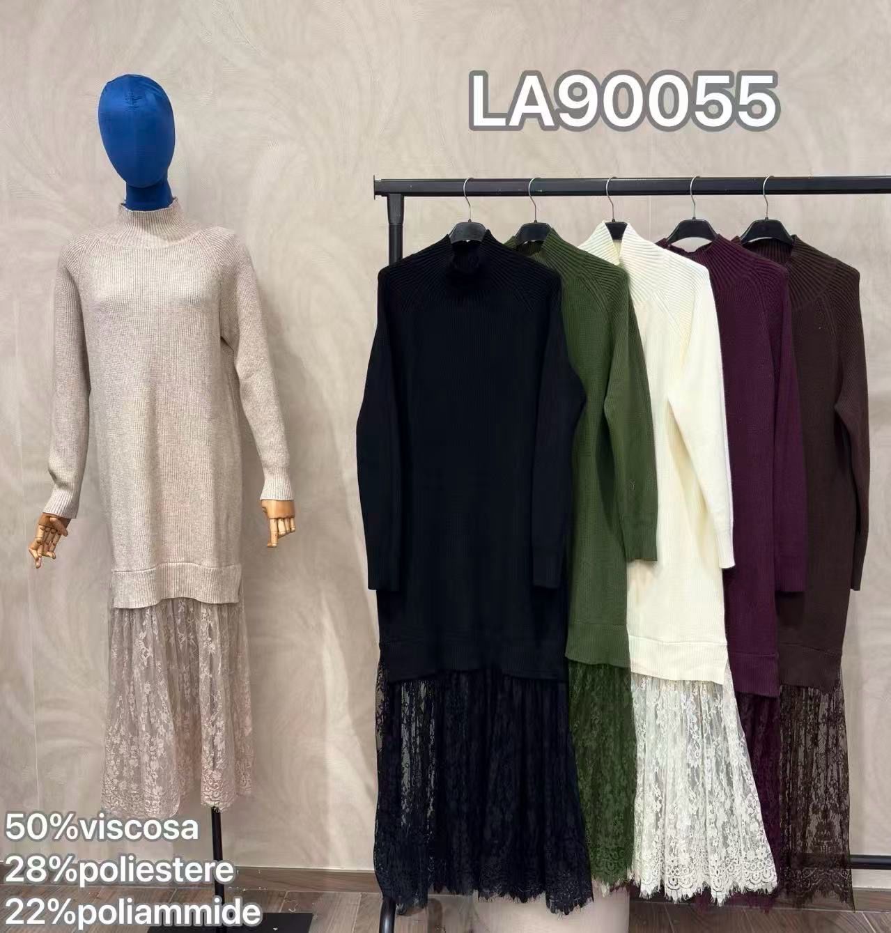 Maxi-Strickkleid mit Stehkragen