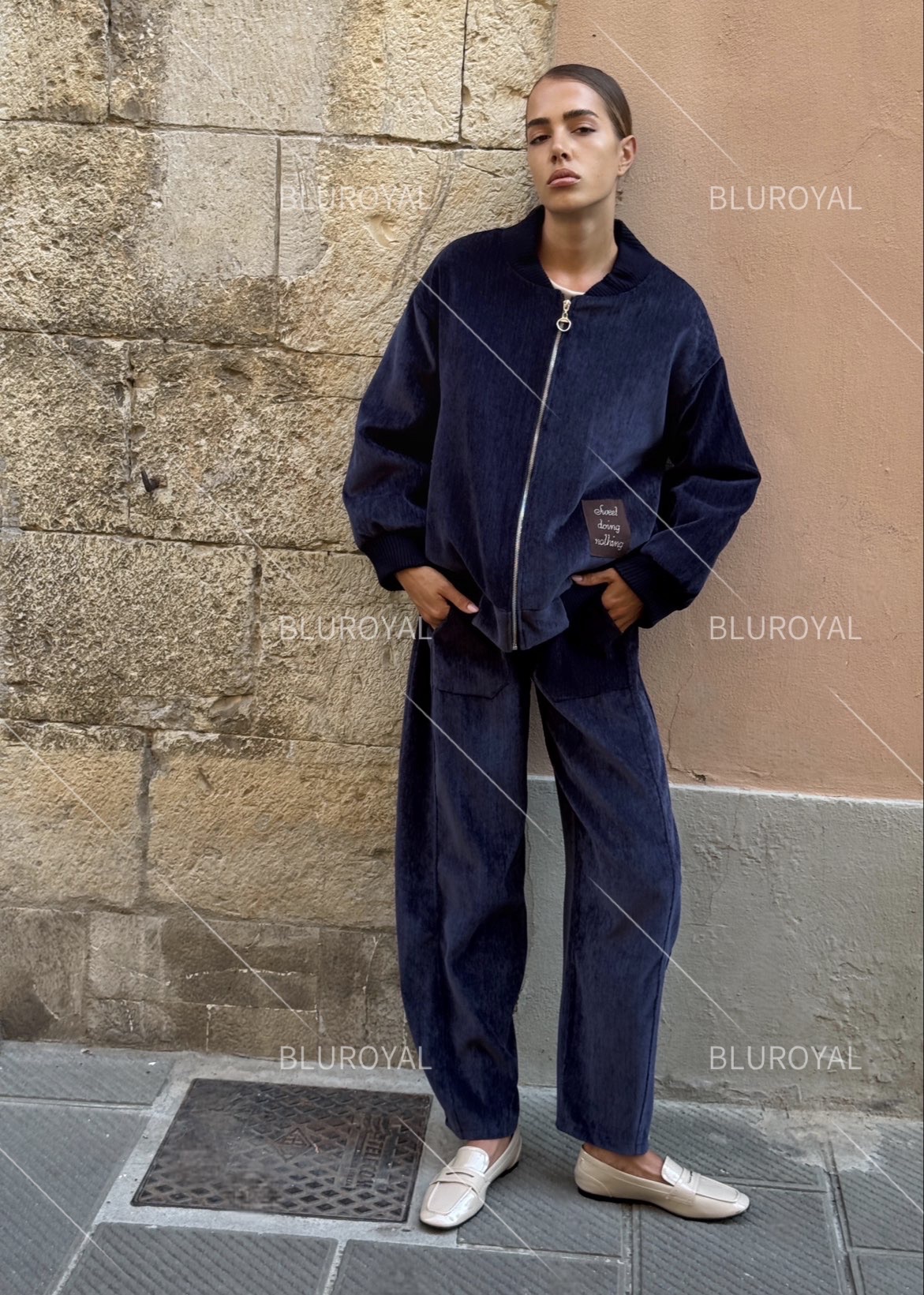 Oversize Jeansjacke mit Stehkragen