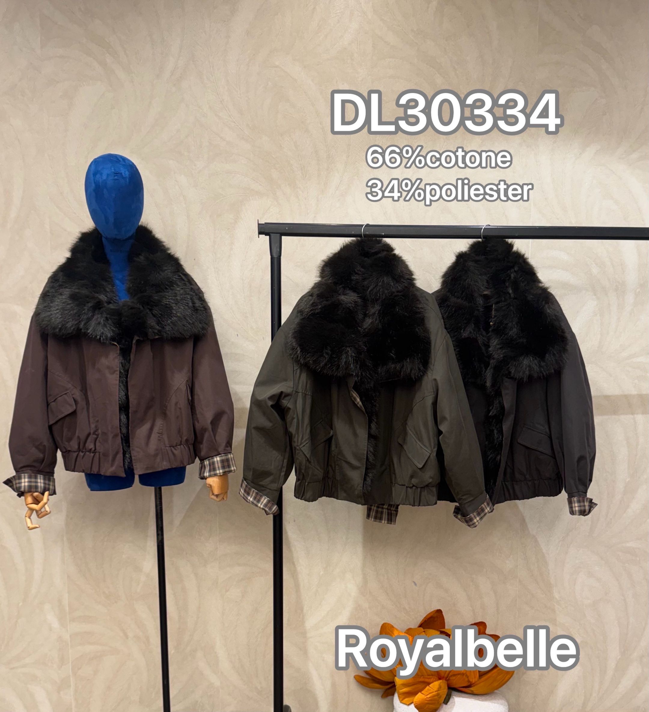 Kurze Jacke mit Fellkragen