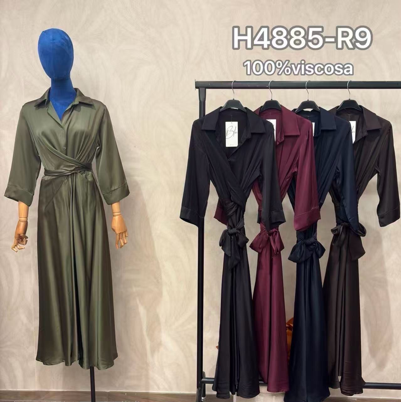 Wickel-Maxikleid mit 3/4-Ärmeln