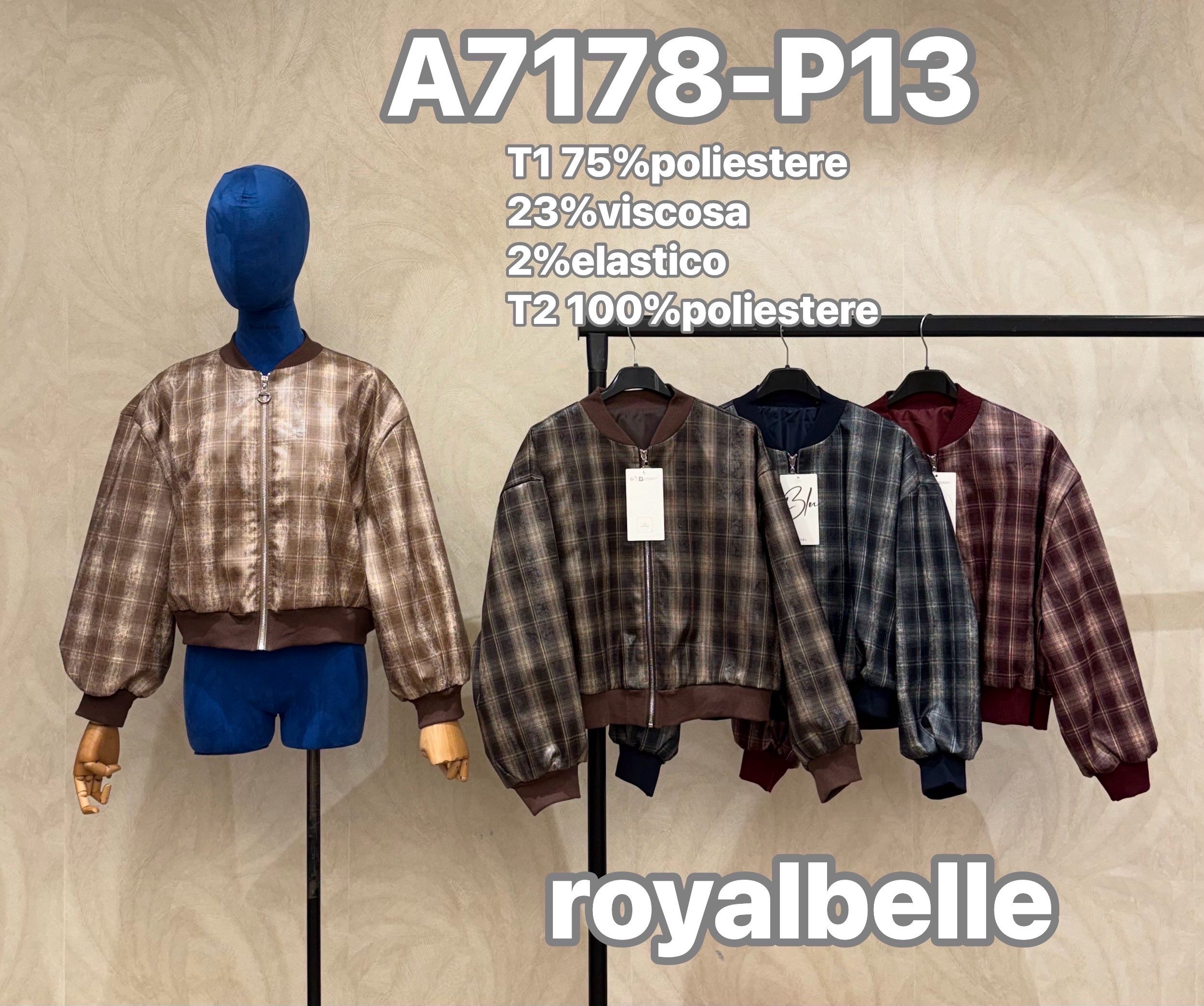 Oversize Bomberjacke mit Karomuster