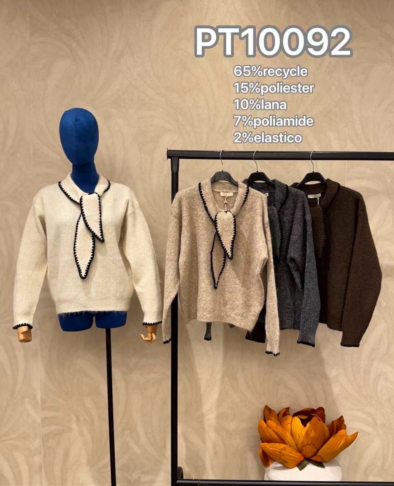 Gerippter V-Ausschnitt Pullover