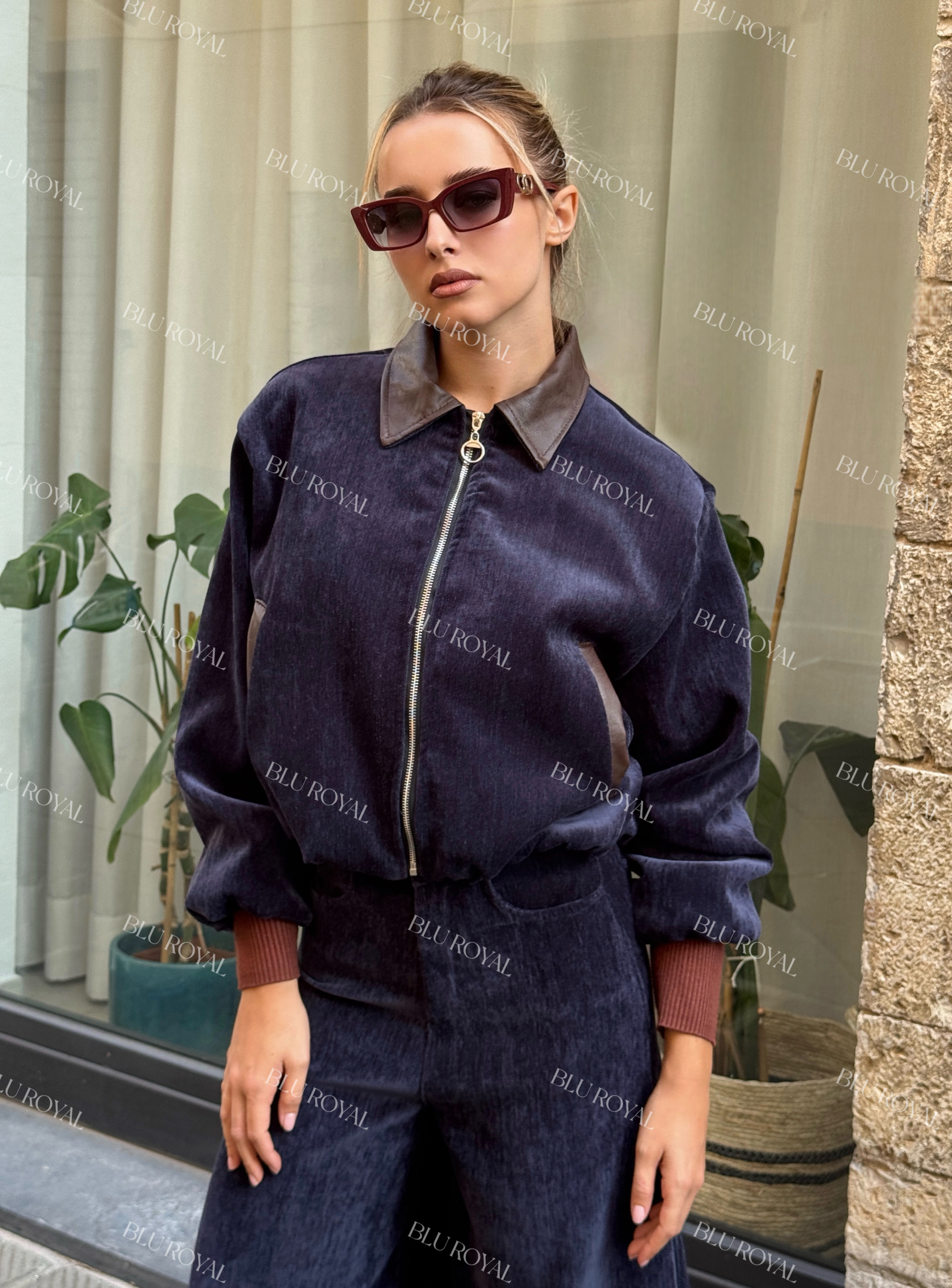 Oversize-Bomberjacke mit Kragen