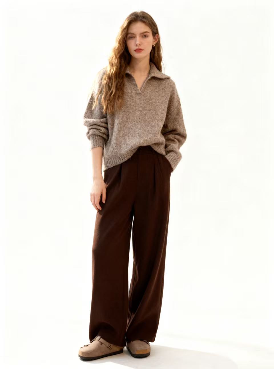 Lockerer V‑Ausschnitt Pullover