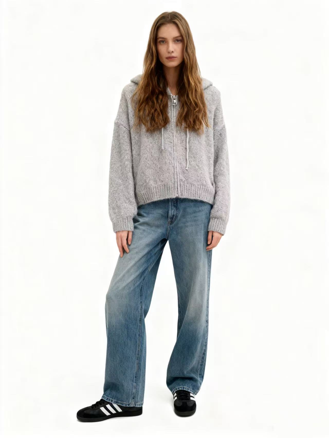 Oversize Strickcardigan mit Kapuze