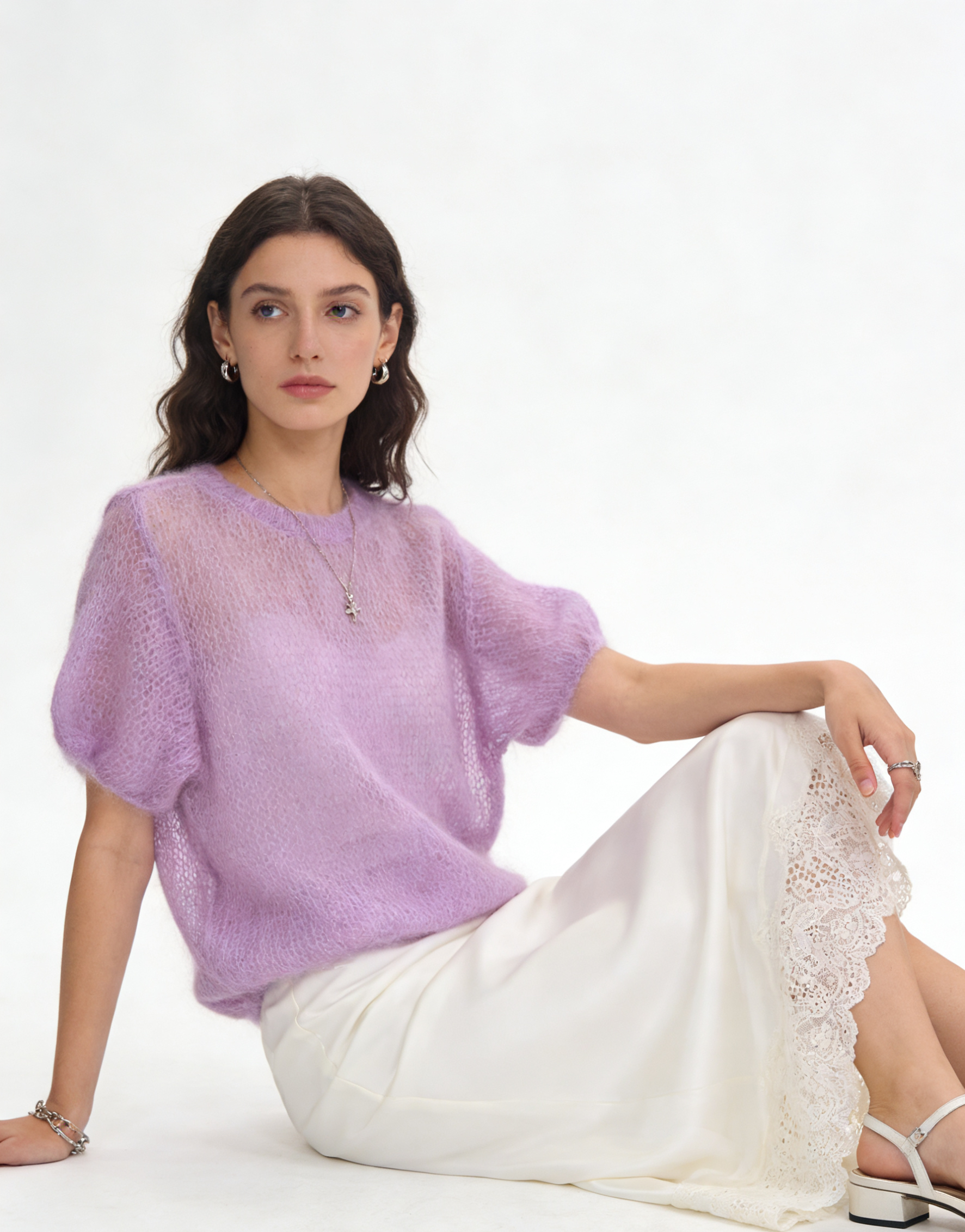 Kurz geschnittener Pullover mit Puffärmeln