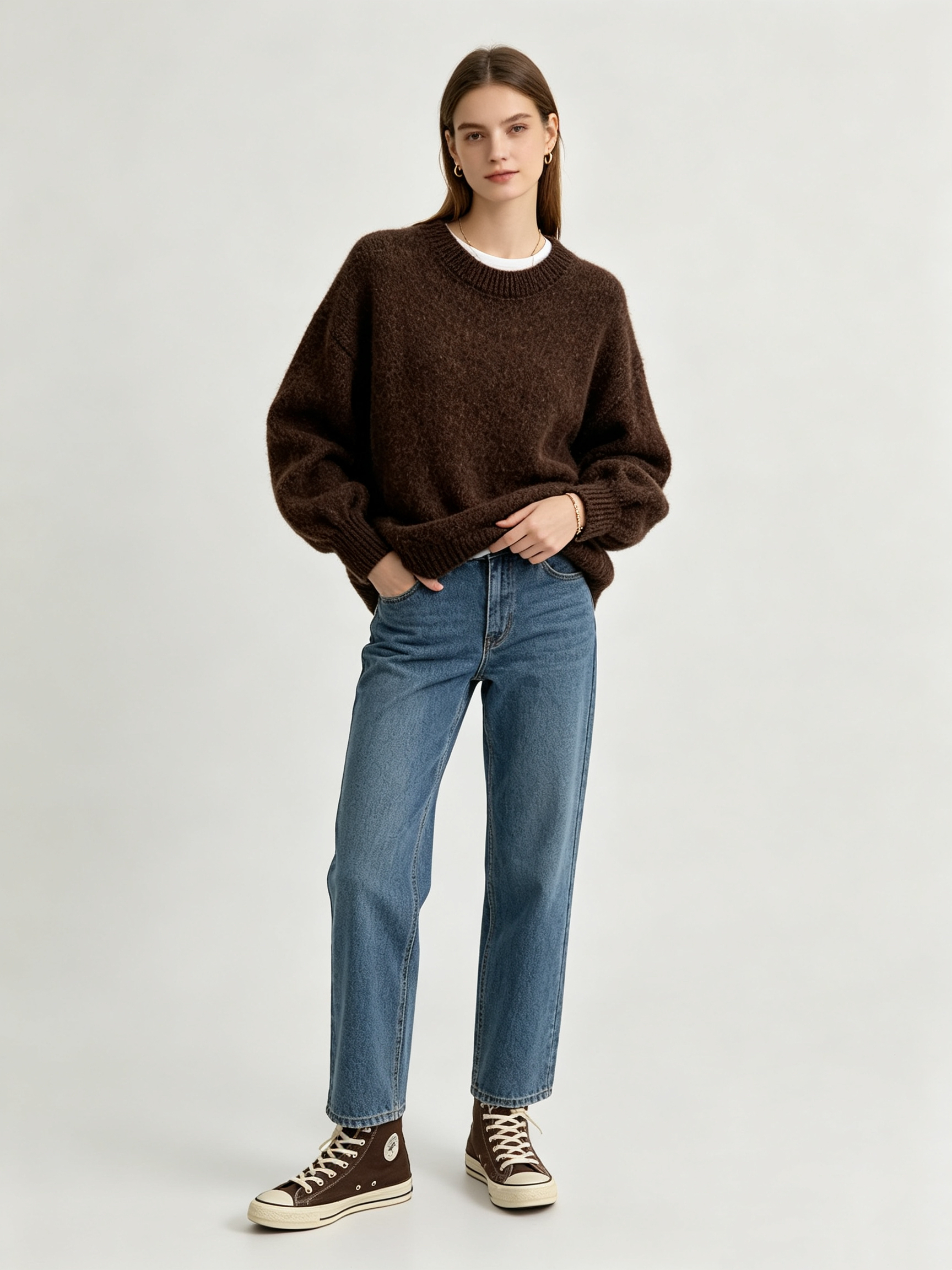 Oversize-Pullover mit Puffärmeln