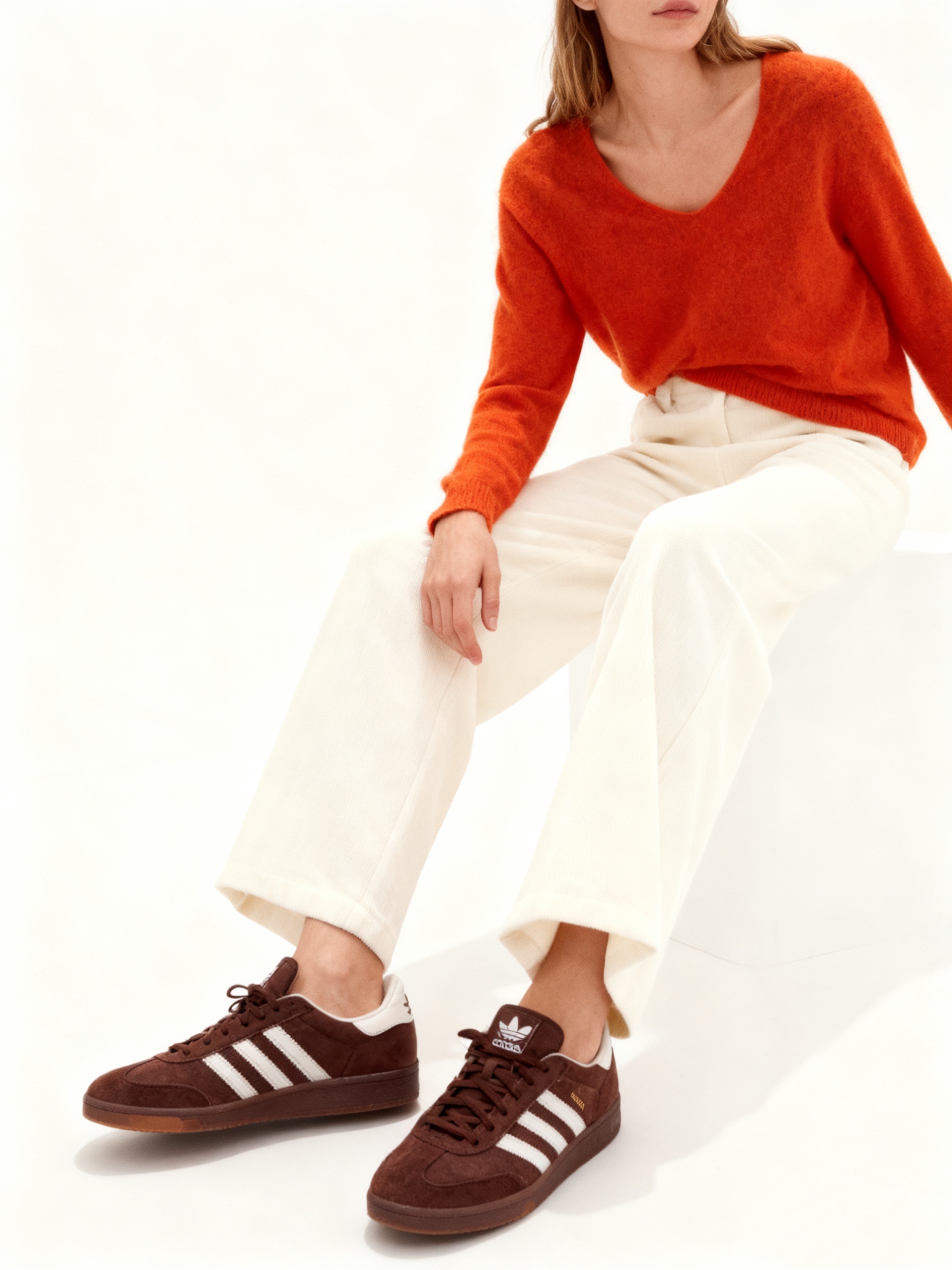 Lässiger V‑Ausschnitt Pullover