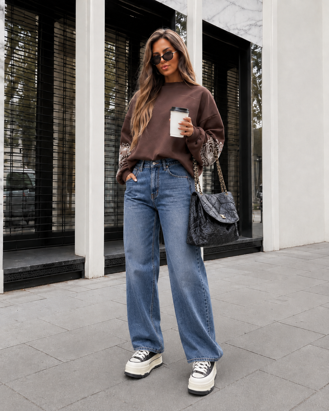 Oversized Sweatshirt mit Stickerei