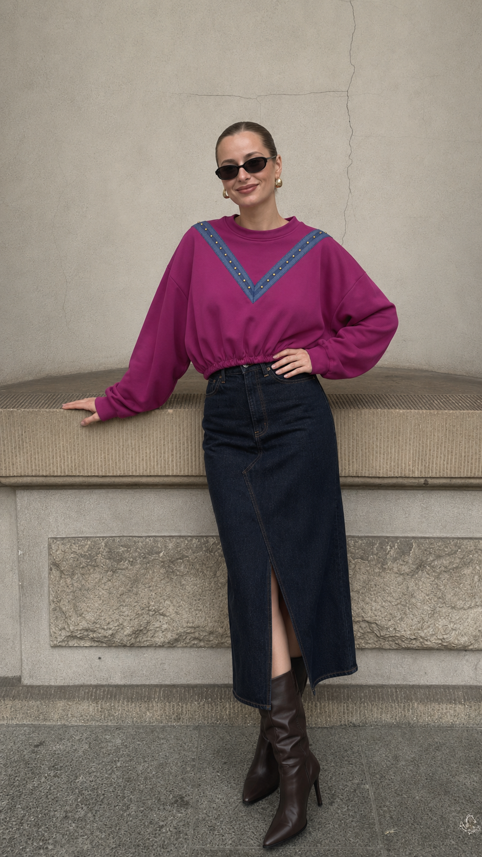 Oversize-Sweatshirt mit V-Panel