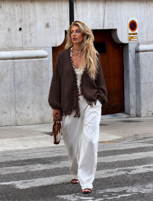 Oversize Cardigan mit Fransen