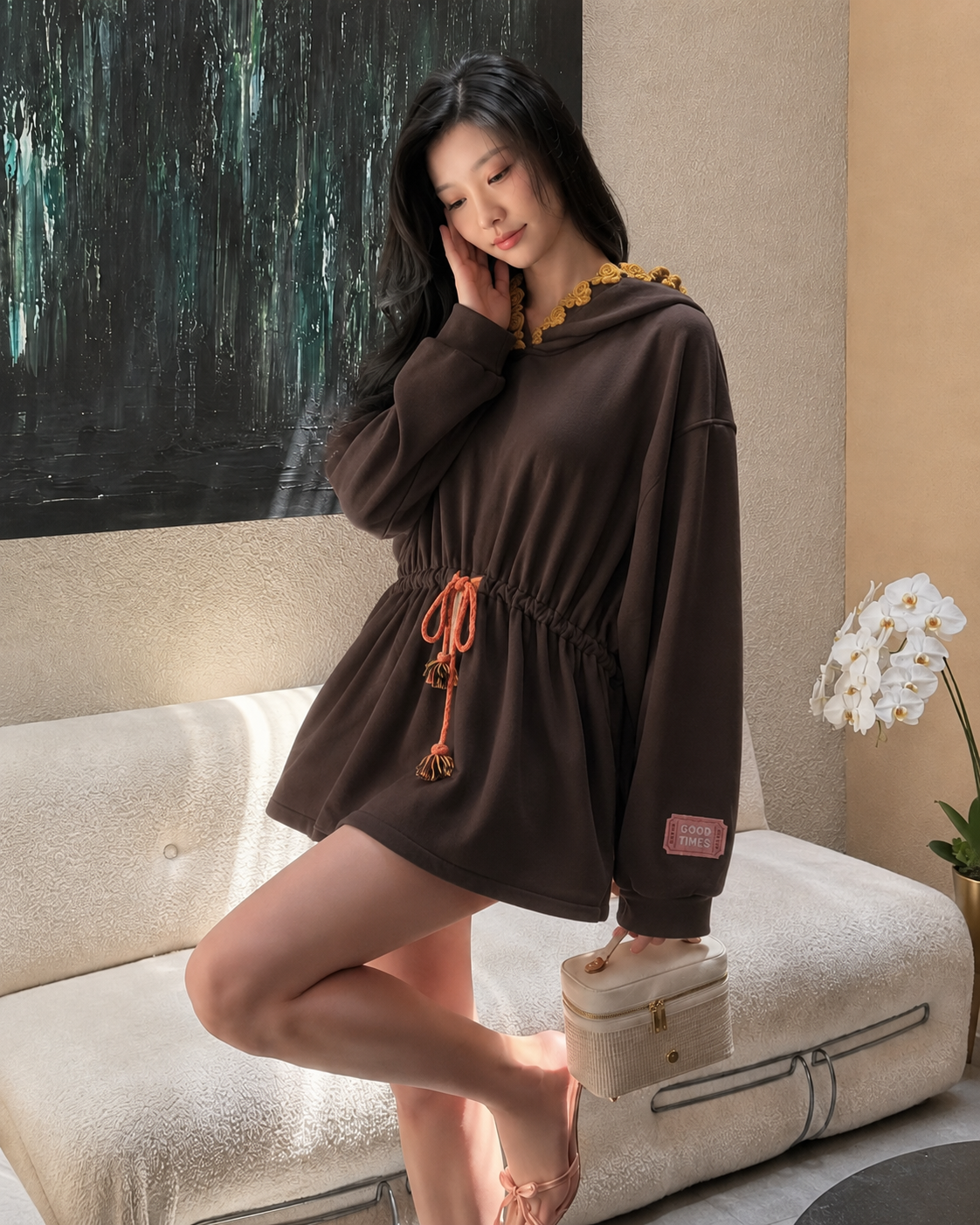 Tunika-Sweatshirt mit Kapuze