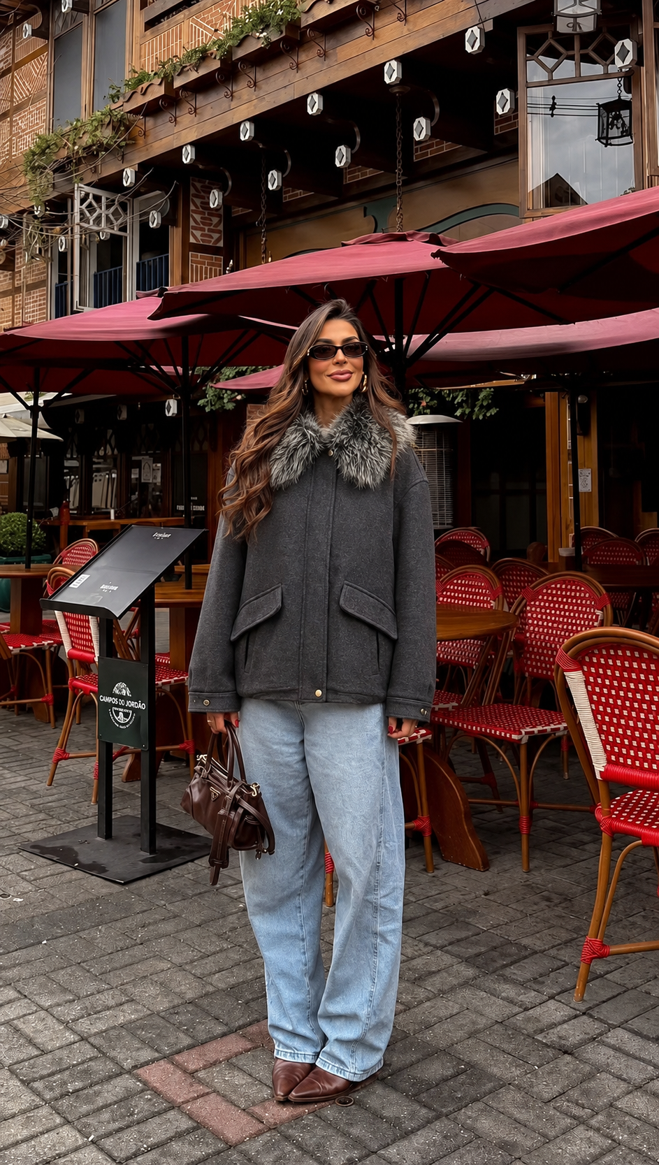 Legere Jacke mit Fellkragen