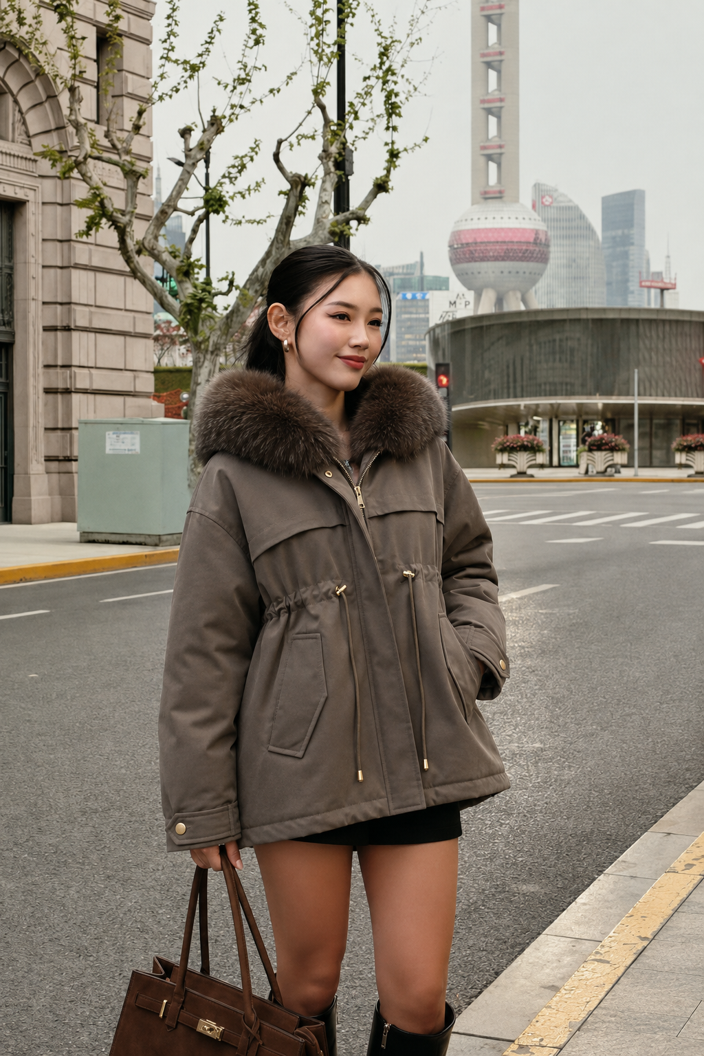 Kurze Jacke mit Kapuze