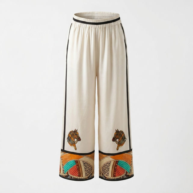 Palazzo-Hose mit dekorativem Bordür