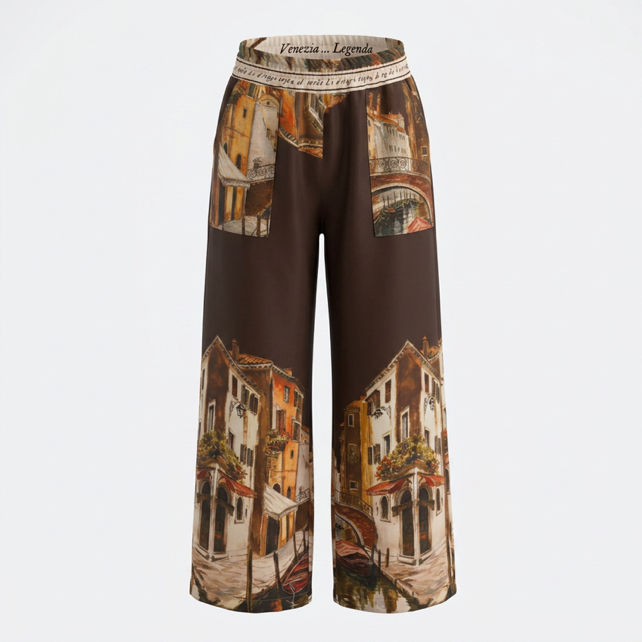Weite Palazzo-Hose mit Print