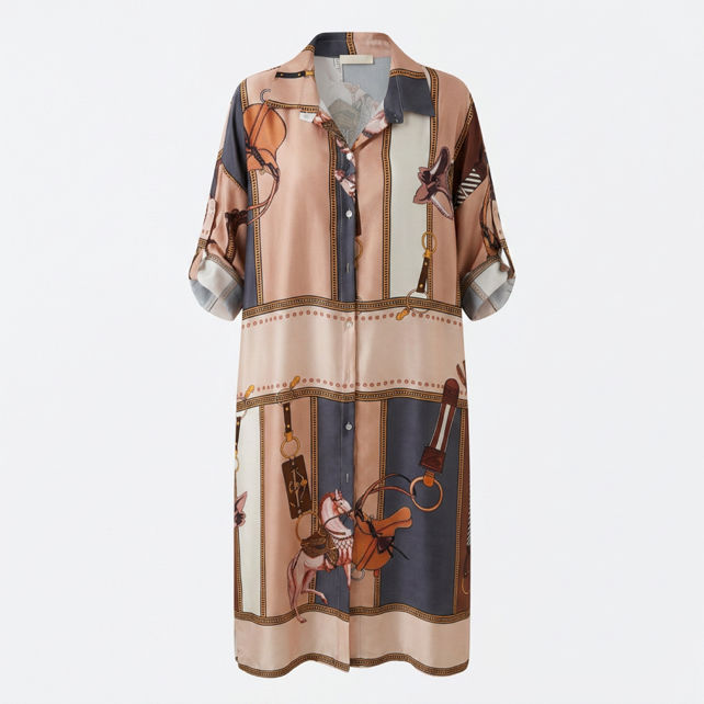 Midi-Hemdkleid Streifen & Ketten
